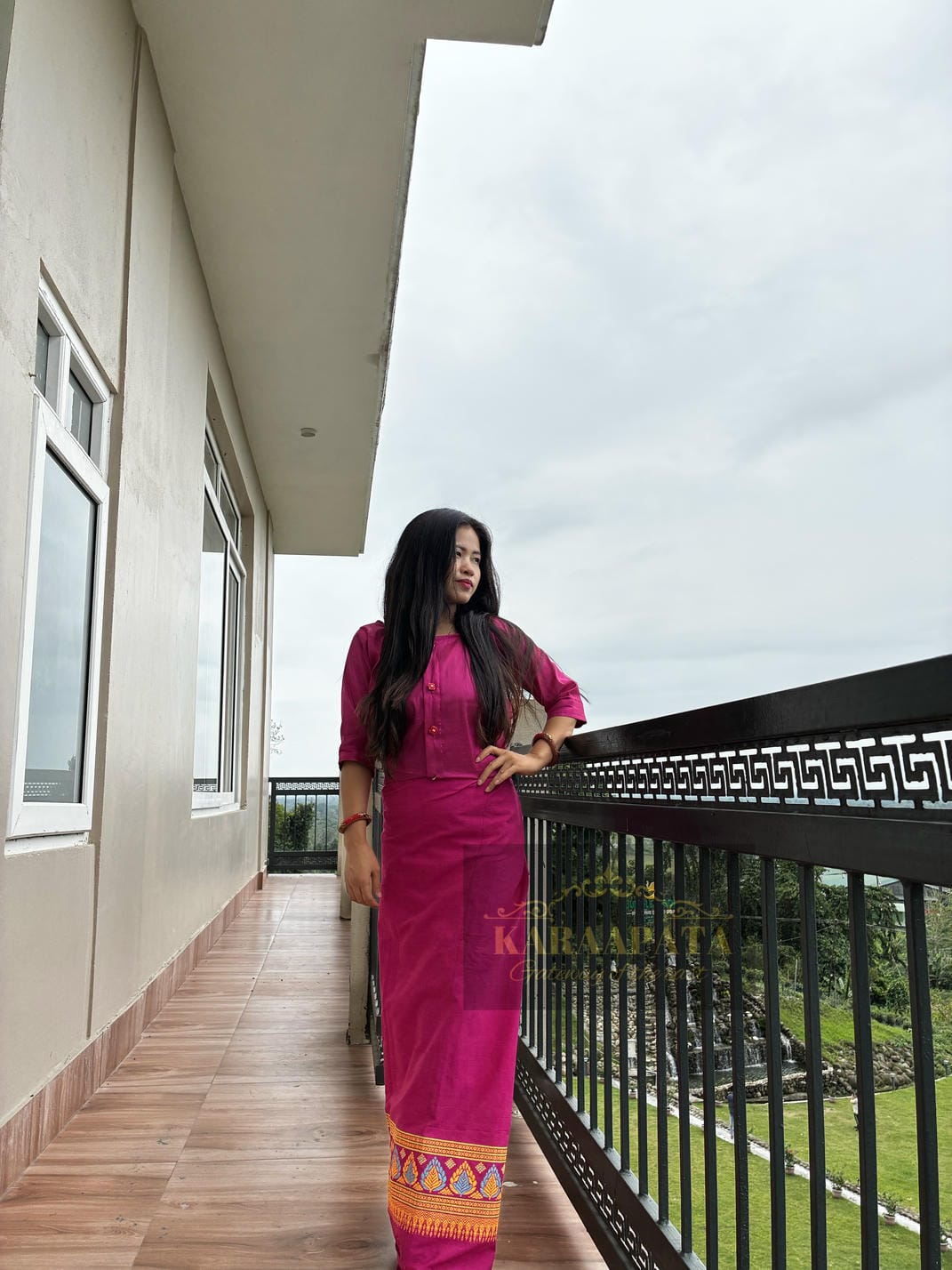 Magenta pink metallic top
